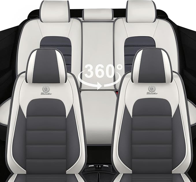 5 Car Seat Covers for Toyota RAV4 2000-2026 Breathable Car Seat Cover,Anti-Slip Waterproof Seat Protectors with Airbag,Automotive Vehicle Cushion with Storage Pockets (Standard,Gray)