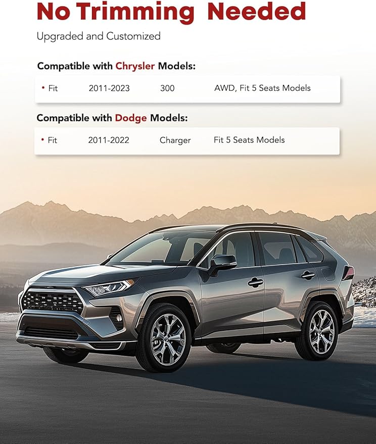 YHTAUTO Floor Mats & Cargo Mat Compatible with Chrysler 300 2011-2023 AWD Dodge Charger 2011-2022 5 Seats, TPE All Weather Car Mats Waterproof Anti-Slip Odorless Floor Liner Trunk Mat