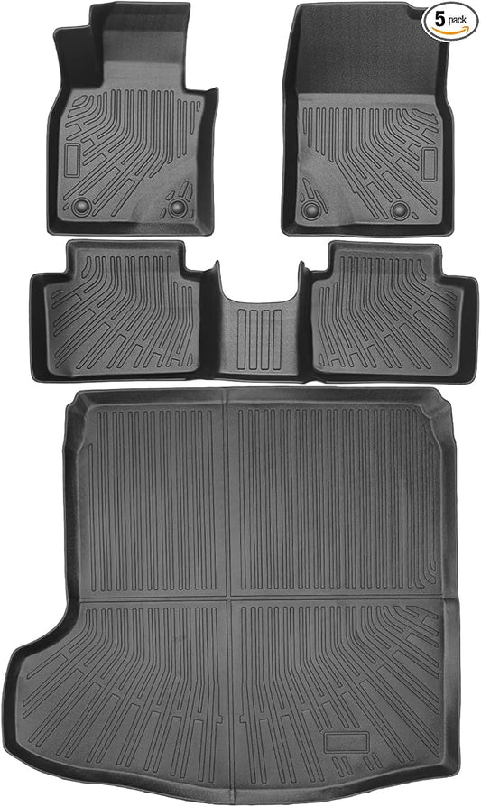 Floor Mats & Cargo Liner Set Custom Fit for 2019-2025 Mazda 3 (Only Sedan) All Weather Protection for Car Mats Anti-Slip TPE Odorless Floor Liners Mazda 3 Accessories Waterproof Trunk Mat