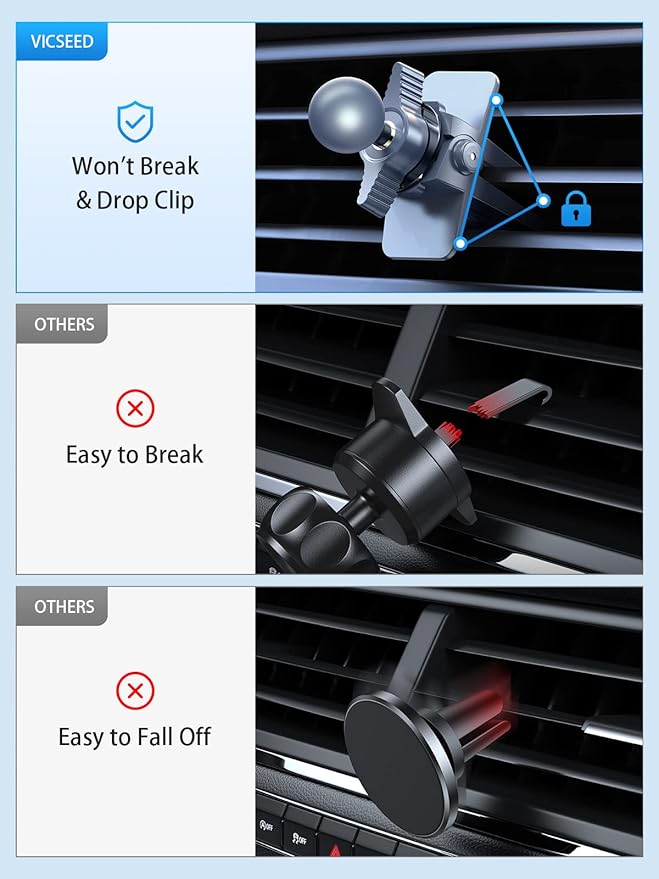 VICSEED for MagSafe Car Mount [Upgraded Strongest Magnet Power] Magnetic Phone Holder for Car Vent 360 Adjustable Magnetic Car Phone Holder Mount for iPhone 16 Pro Max 15 14 13 12 Plus Mini