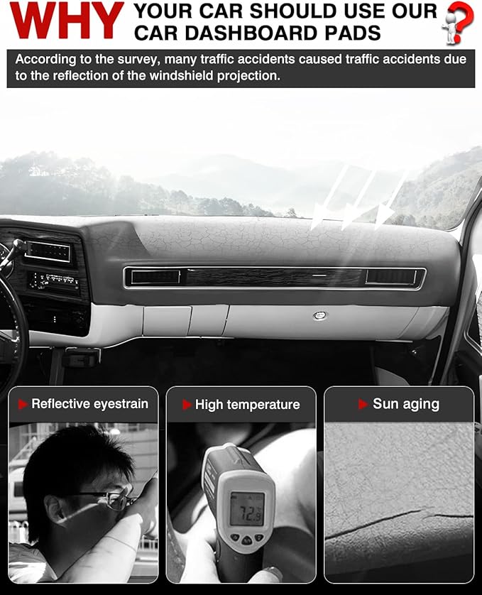 Autorder Dashboard Cover Mat for 1981-1991 Chevrolet Chevy C/K/R/V Series Blazer, GMC C/K/R/V Series Jimmy Accessories Dash Cover Flannel Dash Mat Sunshade Glare UV Rays Protector