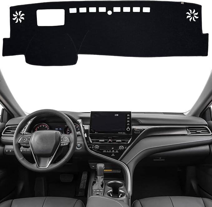 KEYOOG Dashboard Cover Dash Mat Fit for to-yota Camry 2024-2018 (with HUD Models),Car Dash Board Mat Anti-Glare Carpet,Non-Slip Pad Sunshield Protector (Black)
