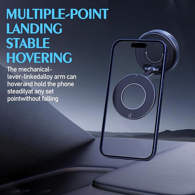 ONHAWKAS Magnetic Phone Holder for Car with Upgraded Vacuum Suction Base, N52 Powerful Magnet, 360° Rotation & 180° Tilt Adjustable Dashboard & Windshield Mount, Universal Hands-Free Car Accessory