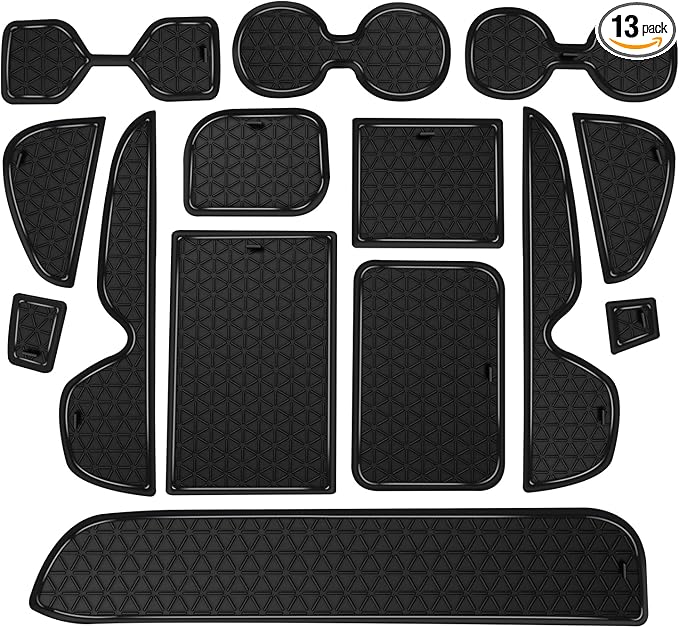 Premium Liner Mat Accessories Compatible with Toyota RAV4 2019-2024 and 2021-2024 RAV4 Prime, Custom Fit Cup Holder, Door Pocket and Center Console Inserts (Black Trim, 14-PCS)