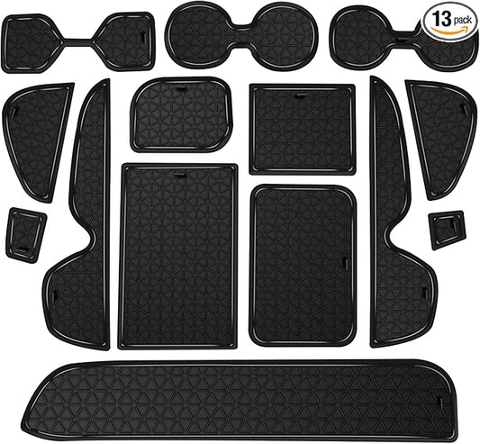Premium Liner Mat Accessories Compatible with Toyota RAV4 2019-2024 and 2021-2024 RAV4 Prime, Custom Fit Cup Holder, Door Pocket and Center Console Inserts (Black Trim, 14-PCS)