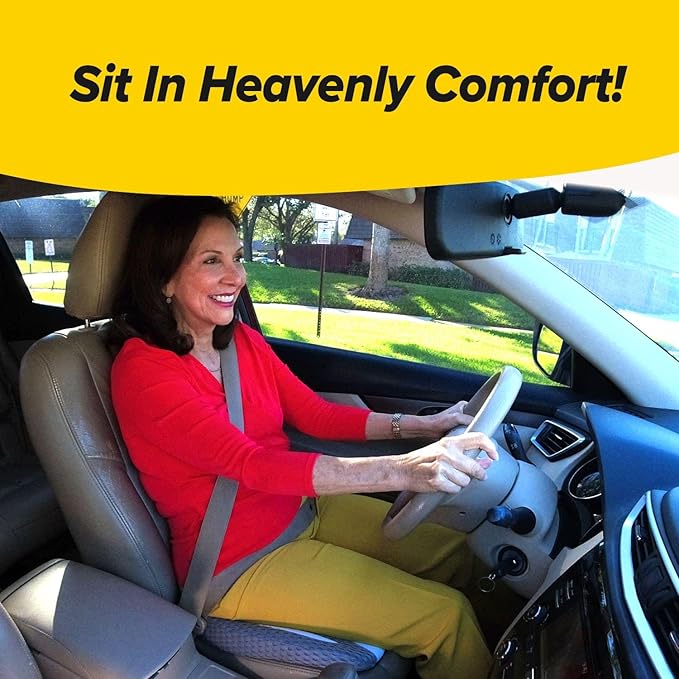 Auto Cushion with Memory Foam, AS SEEN ON FOX NEWS, Advanced Lumbar Helps Relieve Pressure Points, Molds to Any Body, Drive in Heavenly Comfort in Any Vehicle, Breathable, Washable Cover