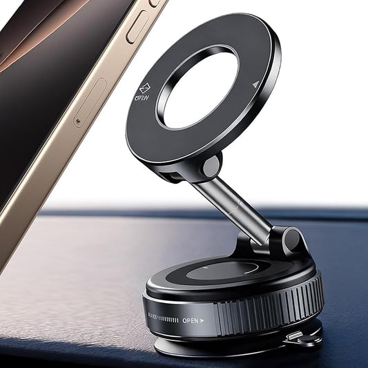 ONHAWKAS Magnetic Phone Holder for Car with Upgraded Vacuum Suction Base, N52 Powerful Magnet, 360° Rotation & 180° Tilt Adjustable Dashboard & Windshield Mount, Universal Hands-Free Car Accessory
