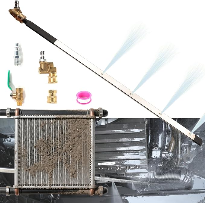 24 Inch Pressure Washer Wand for Car Radiator Cleaning Tools, Car Water Tank Cleaning Wand for Pressure Washer & Pressure Air Pump Flush Radiator Cleaning Wand Power Washer Wand with 4 Nozzle Tips