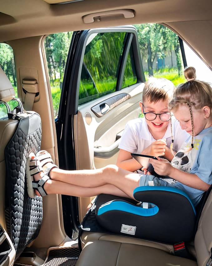 Owleys Kick Mat Back Seat Protector - Car Back Seat Cover for Kids Feet - Waterproof & Sturdy Protector for Upholstery from Dirt, Mud, Scratches and Stain (Black 2 pcs)