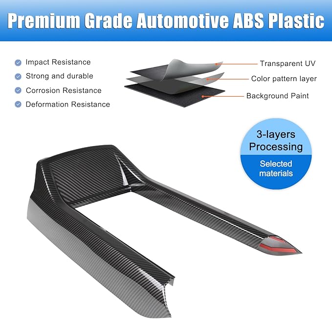 Armrest Box Frame Trim for Honda Pilot 2016-2022/ Ridgeline 2020-2023/ Passport 2019-2023 Accessories, ABS Center Console Armrest Box Frame Protective Cover (Carbon Fiber Pattern)