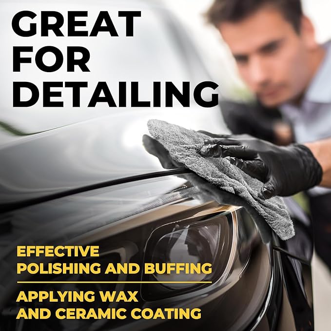 Edgeless Microfiber Towels for Cars – 6pk (12”x12”) - 540 GSM - Super Soft Detailing & Buffing – Scratch-Free & Absorbent Microfiber Cleaning Cloths for Car Polishing