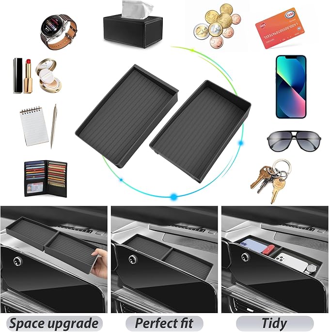 SKTU 2-Pack for 2025 2026 Chevy Tahoe Dashboard Organizer for 2025 2026 Chevrolet Tahoe/Suburban Behind Screen Organizer 2025 2026 Chevy Suburban Dashboard Tray 2025 2026 Chevy Tahoe Accessories Tray