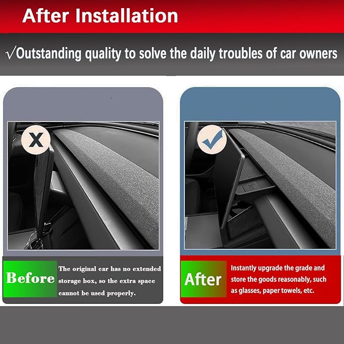 yhcdsea for 2024-2025 Tesla Model 3 Highland and 2025 Tesla Model Y Center Console Organizer Behind Screen Storage Box Dashboard Hidden Tray Interior Accessories(Model 3 Highland/Model Y Juniper)