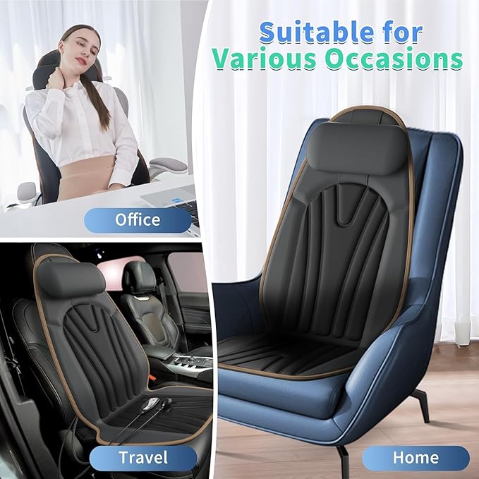 Sotion Back Massager for Chair, Heated Seat Cushion Massager with Neck Traction, Vibration Massage Pad for Full Body Massage for Office Chair, Home Use