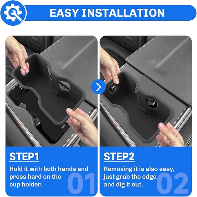 SXCY for 2025 Rivian R1S/R1T Cup Holder Insert 2022-2025 R1S/R1T Accessories Silicone Cup Holder Limiter for 2024 2025 R1S Second Row Cup Drink Holder Adapter Non-Slip Drink Stopper Drink Stabilizer