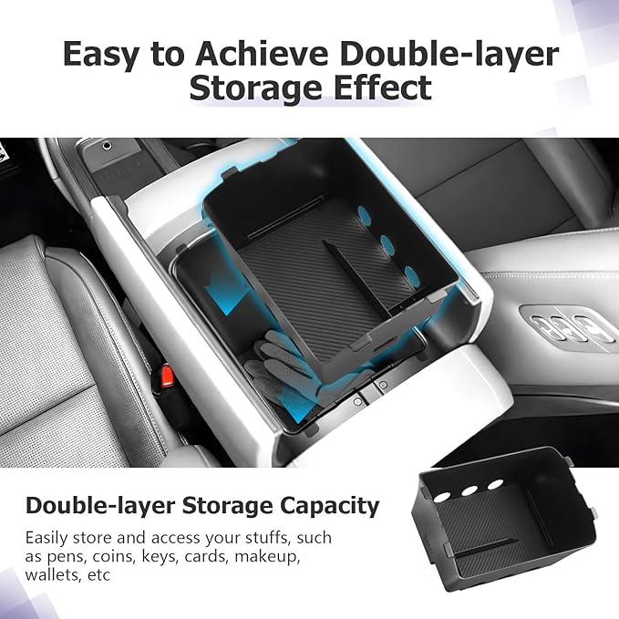 LUWU 2026 Palisade Center Console Organizer Compatible with 2026 Hyundai Palisade Accessories Armrest Console Organizer Lower Armrest Insert Tray Palisade LX3 2026 Accessories Black (Only for 7-Seat)