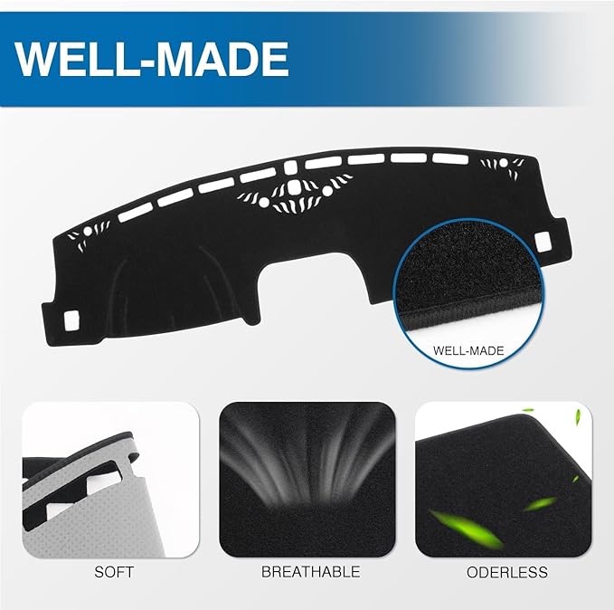 KUST Car Dash Cover for Ford Maverick 2022-2024 2025 2026 (Hybrid)(XL, XLT, Lariat) Polyester Dashboard Cover Non-Slip Center Interior Accessories for Maverick Sunshade No Glare Black