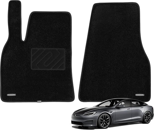 WENNEBIRD Superior Carpet Front Row Floor Mats for 2012-2020 Tesla Model S, 0.6-Inch Ultra-Thick, Noise-Reducing, All-Weather Waterproof Anti-Slip – 2-Pc Set