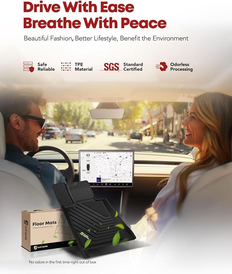 YHTAUTO Floor Mats Fit BMW 5 Series G30 2018-2022, TPE All Weather Car Mats Waterproof Anti-Slip Odorless Floor Liner, Interior Car Accessories Front & 2nd Row Liner