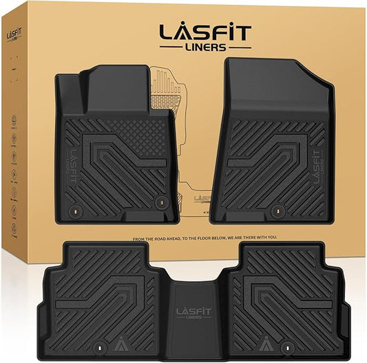 LASFIT Floor Mats for Hyundai Sonata & Hybrid 2019 2018 2017 2016 2015 & KIA Optima 2016-2020, All Weather TPE Custom Fit Accessories Floor Liners 1st & 2nd Row Car Mats, Black