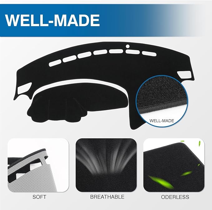 KUST Car Dash Cover for 2010 2011 2012 2013 Mazda3 Non-Slip Dashboard Cover Polyester Center Console Dash Cover Interior Accessories for Mazda3 Custom Fit Dash Mat Car Dash Protector No Glare Black