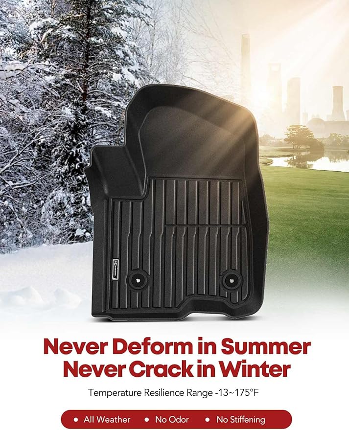 YHTAUTO Floor Mats Fit 2019-2025 Chevy Silverado/GMC Sierra 1500, 2020-2025 Silverado/Sierra 2500HD/3500HD Crew Cab (w/Rear Underseat Storage Box & Front Bucket Seat), TPE All Weather Floor Liner