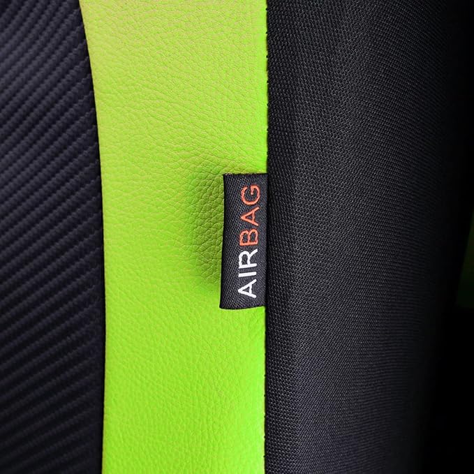 Flying Banner car seat Covers Protects Water Proof Faux Leather Carbon Fiber Fronts Fluorescence Green Black (Fluorescence Green Black, Front Pair)