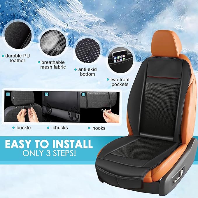 3 in 1 Massage Cushion with Winter, Cooling Seat Covers, Chair Massager for Full Body 12V Car Seat Covers, Gifts for Dad Mom (Winter,Summer,Massage-2)