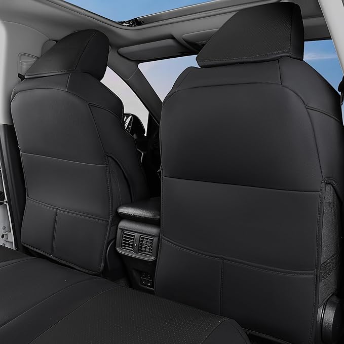 AOOG Leather Car Seat Covers Fit RAV4, Waterproof Faux Leather Seat Covers Custom Fit for Toyota RAV4 2019 2021 2022 2023 LE,XLE,XLE Premium, Limited (Full Set, Black)