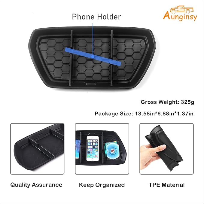 Aunginsy Center Console Dash Organizer Compatible with Nisan Frontier 2022 2023 2024 Pickup Truck Dashboard Table Tray Storage Box Dash Phone Holder Container Insert Box Anti-Slid Soft TPE Accessories