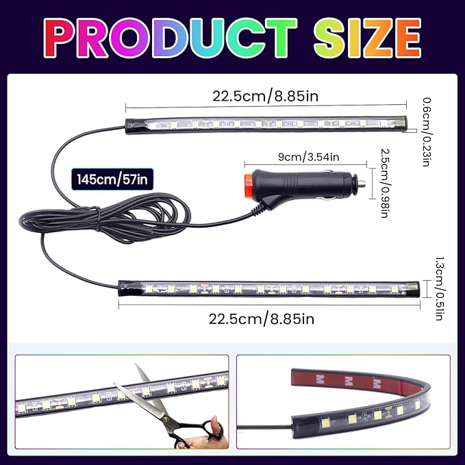 Atmosphere Lights Kit Strip Lights 2in1 Light Interior Car Lights Ambient Light Strip Flexible Color for car, DIY Interior and Exterior Decoration