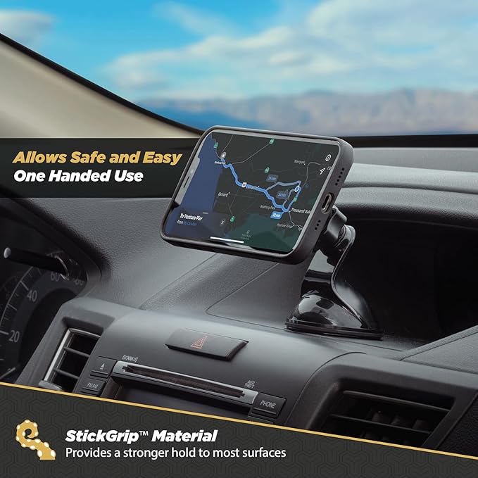 Scosche MAGWSM2 MagicMount Magnetic Suction Cup Mount for Car Windshield or Dashboard, 360° Adjustable Magnet Head, Universal Cell Phone Holder for Car, Compatible with iPhone, Samsung & All Devices