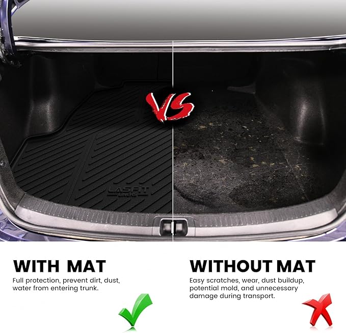 LASFIT Trunk Mat for Toyota Corolla 2020-2026,All Weather Cargo Mat Custom Fit TPE Cargo Liner for Corolla Front and Rear Trunk Liner, Black