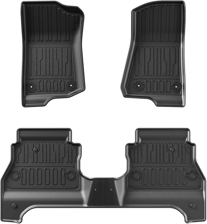 TripleAliners Floor Mats All Weather Compatible with 2020-2023 2024 2025 Jeep Gladiator JT Accessories 1st & 2nd Row Full Set Floor Liners TPE Heavy Duty Custom Fit Car Mats