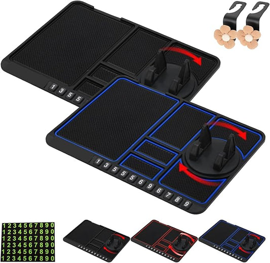 Anti-Slip Mat with Mobile Phone Holder, 2026 New Multifunction Car Anti-Slip Mat Auto Phone Holder, Extra Large Car Dash Accessories for Phone, Keys, Sunglasses (2Pcs-B)