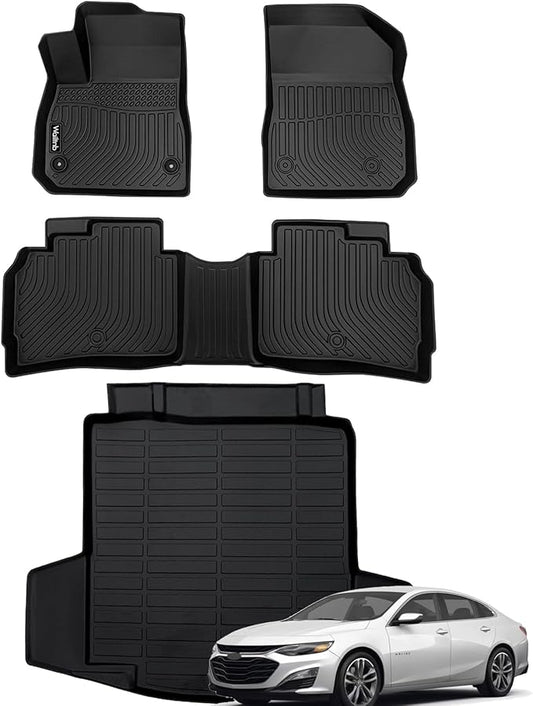 Wailtnb-Floor Mats & Cargo Liner Set for Chevy Malibu 2016-2025 All Weather Car Mat Waterproof Trunk Liner Full Set Chevrolet Malibu Accessories 2025