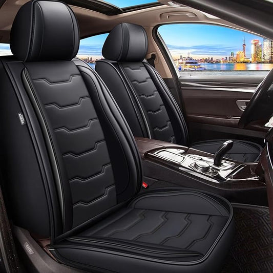 Seat Covers Fit for Toyota Highlander 2007-2024 2025 2026: Full Set Leather Car Seat Covers Waterproof Automotive Seat Cushions Covers (2 Row 5 Seats, Black)