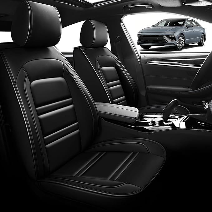 Seat Cover for Hyundai Car Sonata 2002-2025 | Car Seat Covers Front Seats, Waterproof Seat Protectors, Automotive Front Seat Covers (Front Seat, Black)