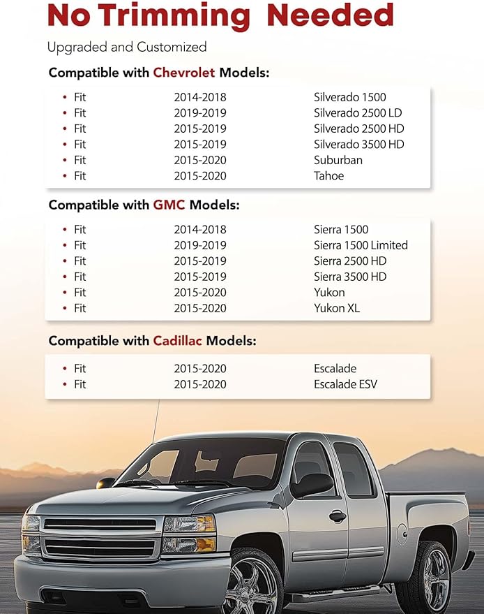 YHTAUTO Floor Mats Fit Chevy & GMC & Cadillac Models-Silverado, Suburban, Tahoe, Sierra, Yukon, Escalade, TPE All Weather Car Mats Waterproof Odorless Floor Liner