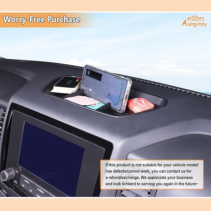 Aunginsy Center Console Dash Organizer Compatible with Nisan Frontier 2022 2023 2024 Pickup Truck Dashboard Table Tray Storage Box Dash Phone Holder Container Insert Box Anti-Slid Soft TPE Accessories
