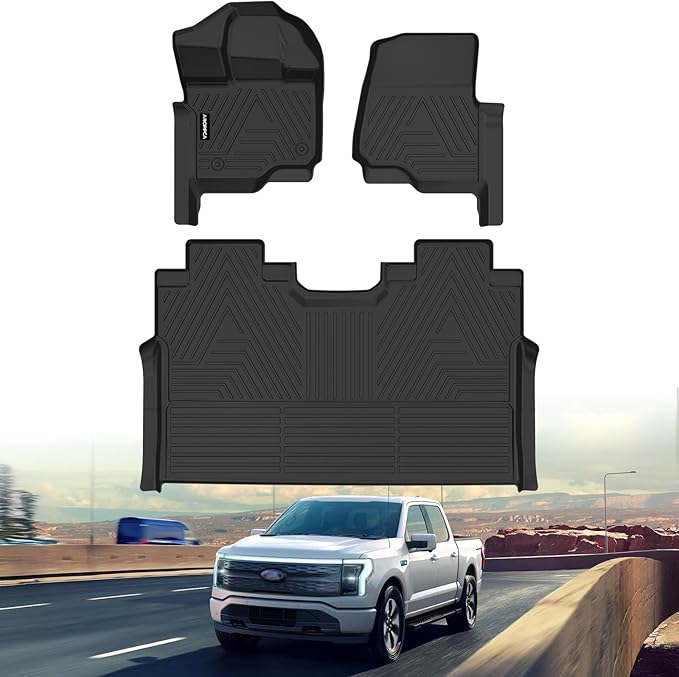 All Weather Car Floor Mats for Ford F150/F-150 2015-2025 SuperCrew Cab (Includes 22-24 Lightning Models), TPE Rubber Floor Liners Anti-Slip Full Set Automotive Mats for 2025 Ford F-150 Accessories