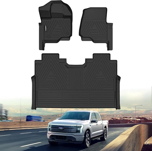 All Weather Car Floor Mats for Ford F150/F-150 2015-2025 SuperCrew Cab (Includes 22-24 Lightning Models), TPE Rubber Floor Liners Anti-Slip Full Set Automotive Mats for 2025 Ford F-150 Accessories