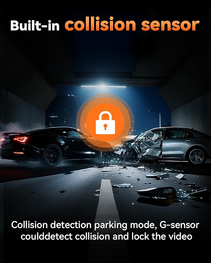 4K Dash Cam Front and Rear, Full HD 3 Channel Dashcam, Free 128GB Memory Card, Built-in 5.8GHz WiFi Built-in GPS, Collision Sensor, Night Vision, HDR, 3.16" IPS, 24H Parking Mode (Gray)