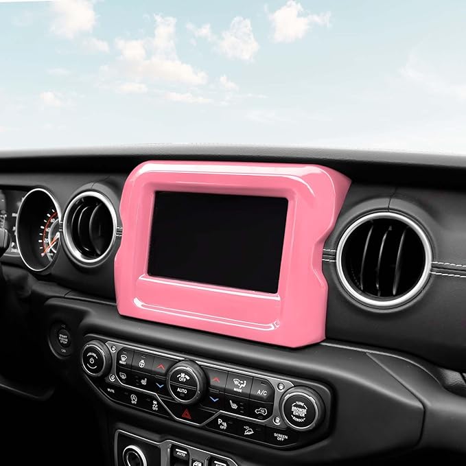 RT-TCZ for Jeep JL Center Console Radio Display Panel Trim Cover for Jeep Wrangler JL JLU Gladiator JT 2018-2023 Pink Interior Accessories 7 inch