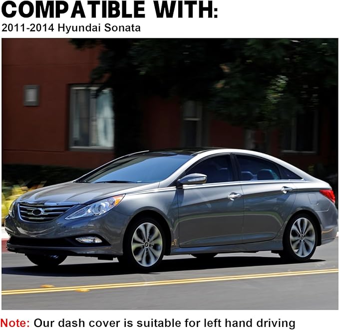 SPEEDWOW Dashboard Dash Board Cover Mat Carpet Compatible with Hyundai Sonata YF with Cutout for Speakers 2011-2014(Not Compatible with Hyundai Sonata NF)