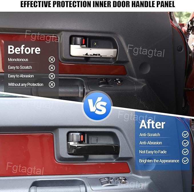 Compatible with Toyota FJ Cruiser 2007-2021 Car Inner Door Handle Cover, ABS Interior Door Grab Handle Protector Trim Cover Protection Accessories, 2PCS (Bright Black)