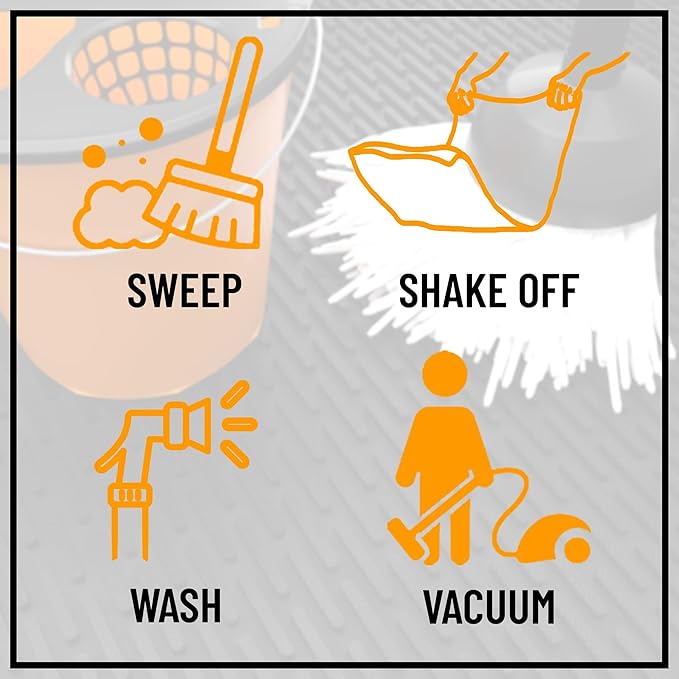 Ottomanson Heavy Duty Rubber Floor Mat – Non-Slip, Waterproof, Easy to Clean – Utility Rug for Entryway, Kitchen, Garage, or Patio – Stain Resistant, Hose Washable – 18" x 30", Black