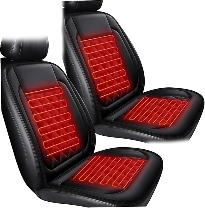 Universal Seat Cushion, Comfortable Large Heated Seat Covers，Non-Slip Breathable Unique Back Rest Deep Black 2Pcs