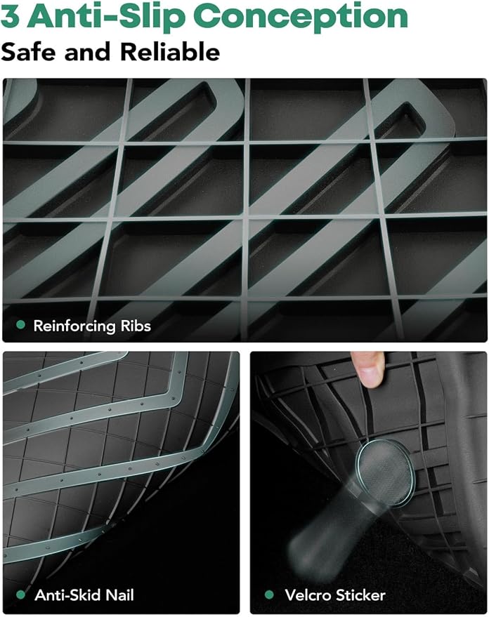 YHTAUTO for Tesla Model 3 Floor Mats 2023 2022 2021 Accessories, All Weather TPE Car Mats Carpet, Front Trunk Mat Rear Cargo Liner Storage Mat, Anti-Slip Waterproof Odorless