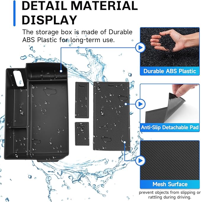 SXCY 2PCS for 2025 Toyota Sienna Center Console Organizer+Console Storage Mat [Not for Console w/Cool Box] for 2021-2025 Toyota Sienna Accessories 2021-2025 Sienna Armrest Console Organizer